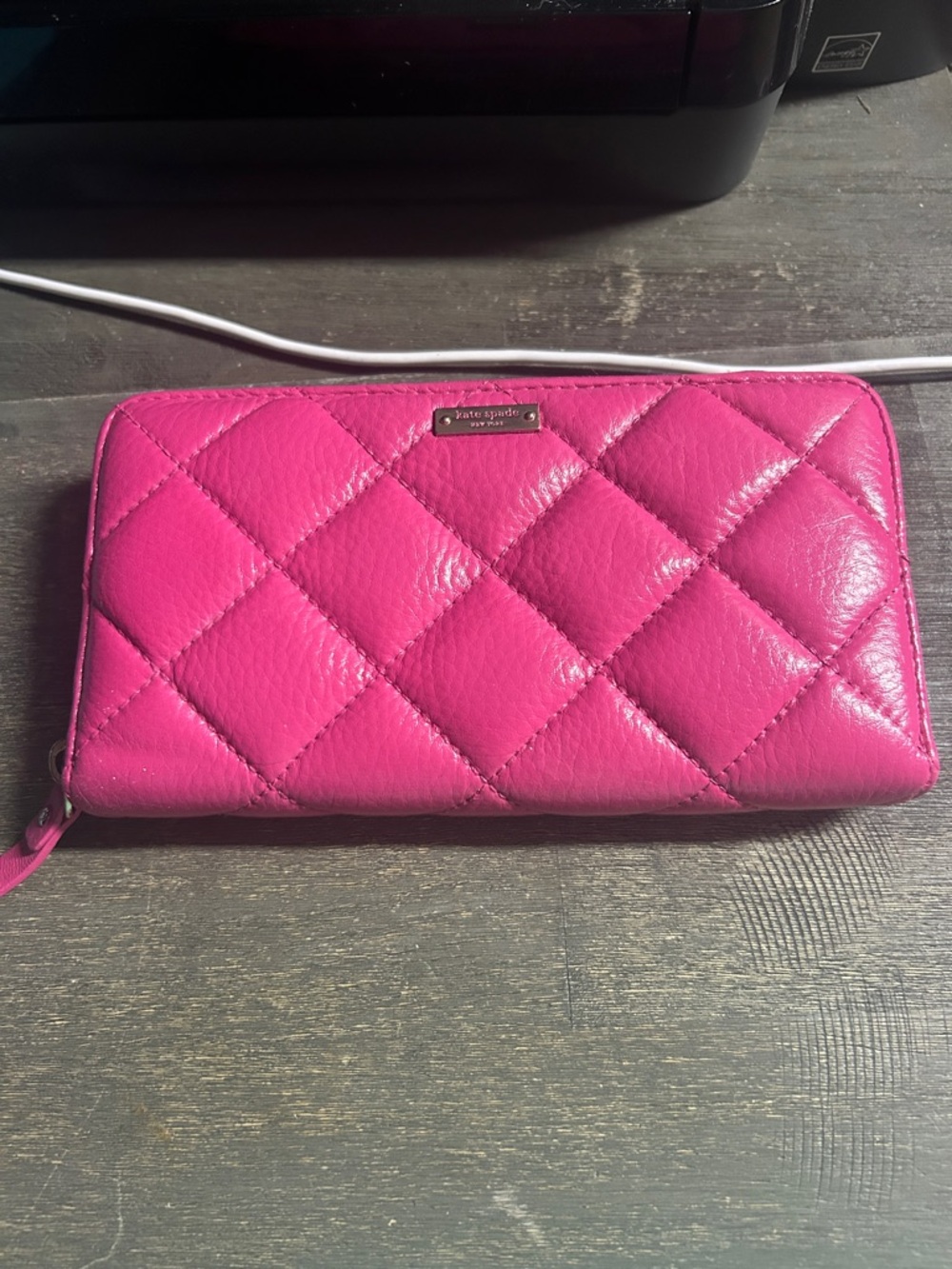 kate spade Quilted Hot Pink Zip-Around Wallet